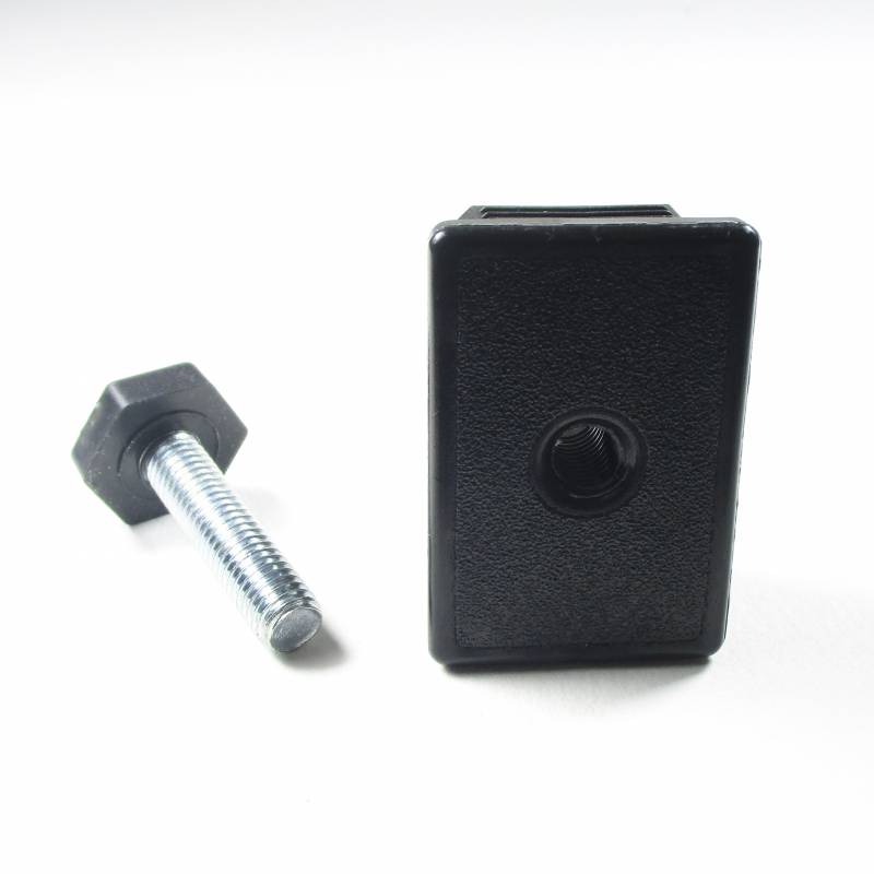 Kit Livellatore per tubo rettangolare 60x40 mm con Piedino Filettato Aciaio Zincato M10x40 con base esagonale di 24 mm