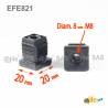Square M8 threaded ribbed insert for 20 x 20 mm outer dimension square tube - BLACK