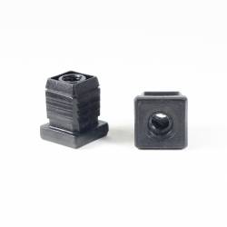 Square M8 threaded ribbed insert for 20 x 20 mm outer dimension square tube - BLACK - Ajile 3