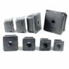 Square M8 threaded ribbed insert for 20 x 20 mm outer dimension square tube - BLACK