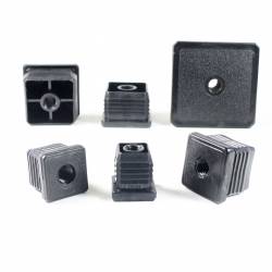 Square M8 threaded ribbed insert for 20 x 20 mm outer dimension square tube - BLACK - Ajile 5