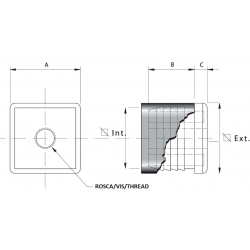 M8 Fussstopfen mit Gewindeloch für Quadratrohr 20 x 20 mm Aussenmass SCHWARZ - Ajile 2