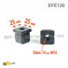 Square M10 threaded ribbed insert for 25 x 25 mm outer dimension square tube - BLACK