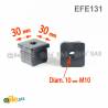 Square M10 threaded ribbed insert for 30 x 30 mm outer dimension square tube - BLACK