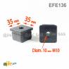 Square M10 threaded ribbed insert for 35 x 35 mm outer dimension square tube - BLACK