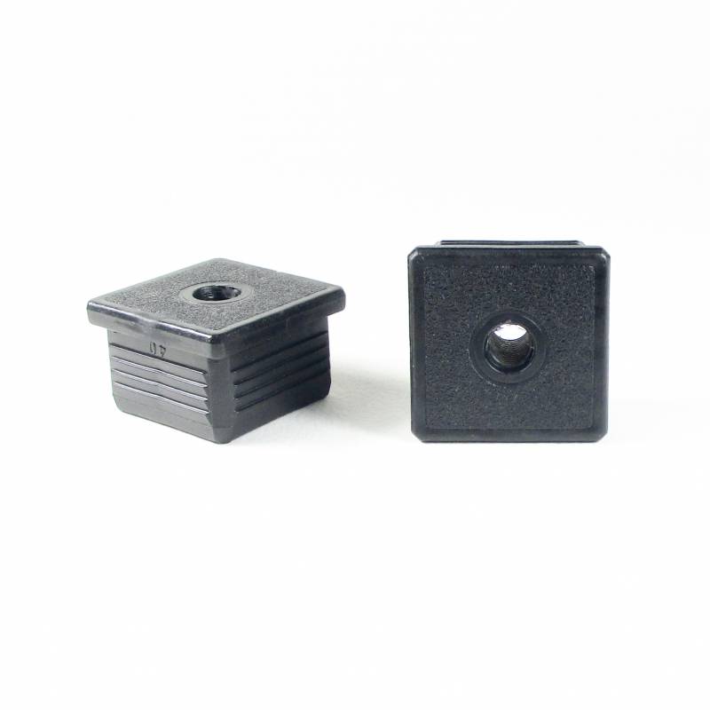 Inserto M10 a lamelle quadrato con filetto interno per tubo quadrato 40 x 40 mm dim. esteriore - NERO