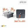 Inserto M10 a lamelle quadrato con filetto interno per tubo quadrato 50 x 50 mm dim. esteriore - NERO