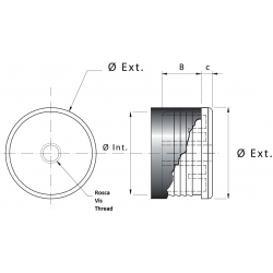 Embout Plastique NOIR Rond pour Tube Diamètre 25 mm avec Insert Métal Fileté  diam. 8 mm (M8) - Embout Rond Fileté - Ajile