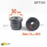 Embout plastique rond pour tube diam. EXTÉRIEUR 30 mm avec trou fileté diam. 10 mm (M10)