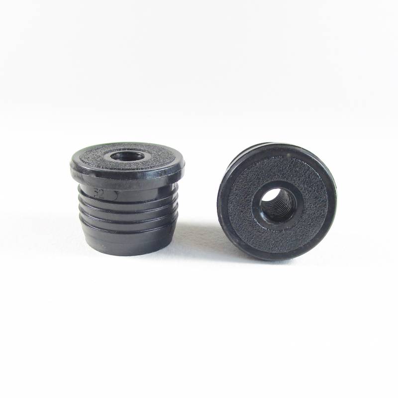 Round M10 threaded ribbed insert for 32 mm OUTER diam. round tube - BLACK