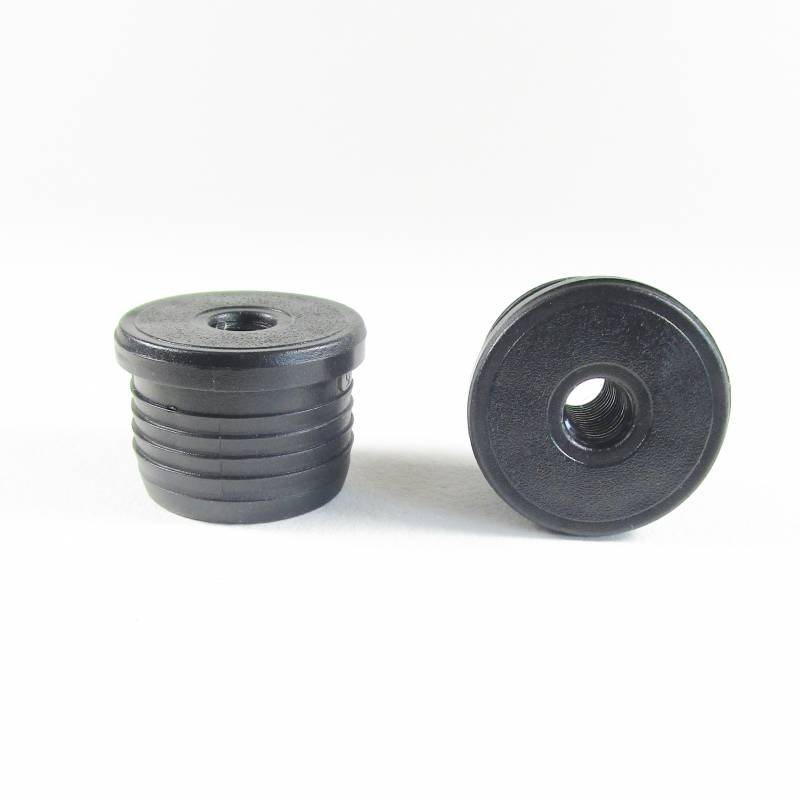 Round M10 threaded ribbed insert for 35 mm OUTER diam. round tube - BLACK