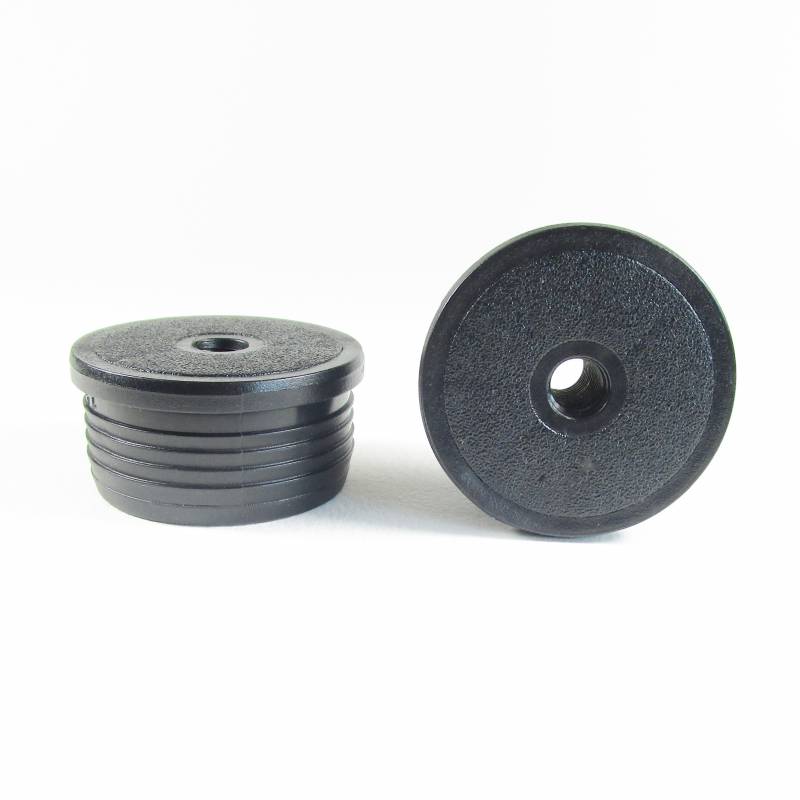 Round M10 threaded ribbed insert for 50 mm OUTER diam. round tube - BLACK