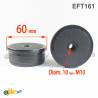 Round M10 threaded ribbed insert for 60 mm OUTER diam. round tube - BLACK