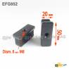 Rectangular M8 threaded ribbed insert for 50 x 20 mm outer dimension rectangular tube - BLACK