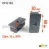 Rectangular M10 threaded ribbed insert for 60 x 30 mm outer dimension rectangular tube - BLACK