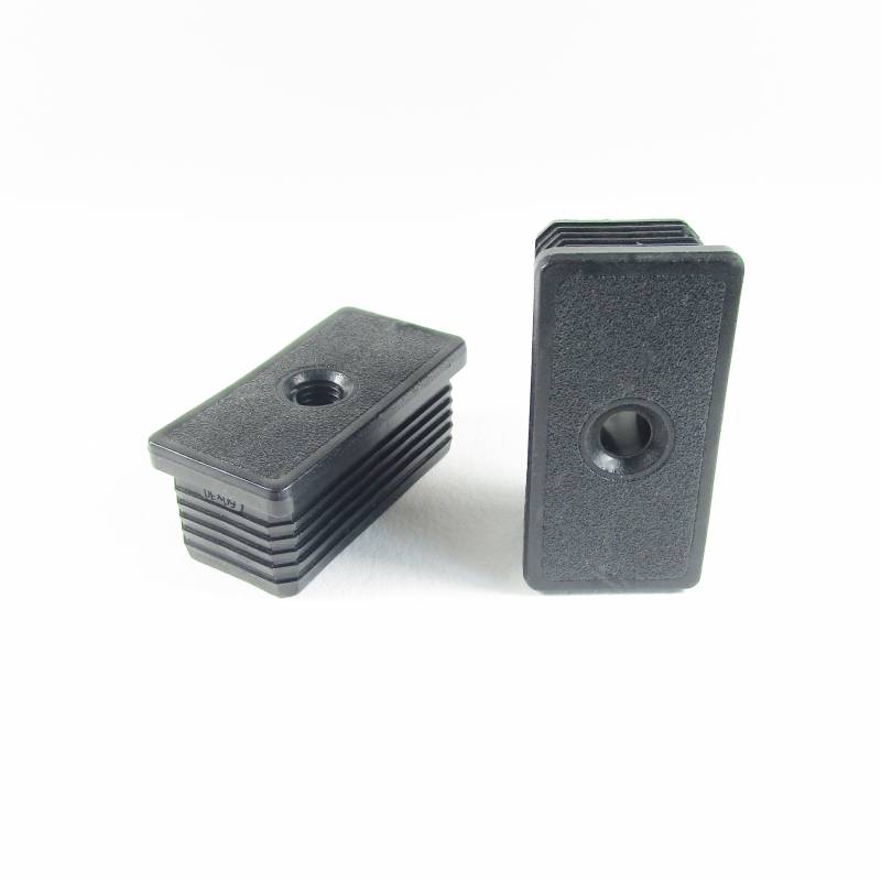Rectangular M10 threaded ribbed insert for 60 x 30 mm outer dimension rectangular tube - BLACK