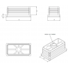 Embout plastique rectangulaire pour tube 60 x 40 mm avec trou fileté diam. 10 mm (M10)