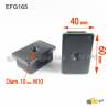 Rectangular M10 threaded ribbed insert for 60 x 40 mm outer dimension rectangular tube - BLACK