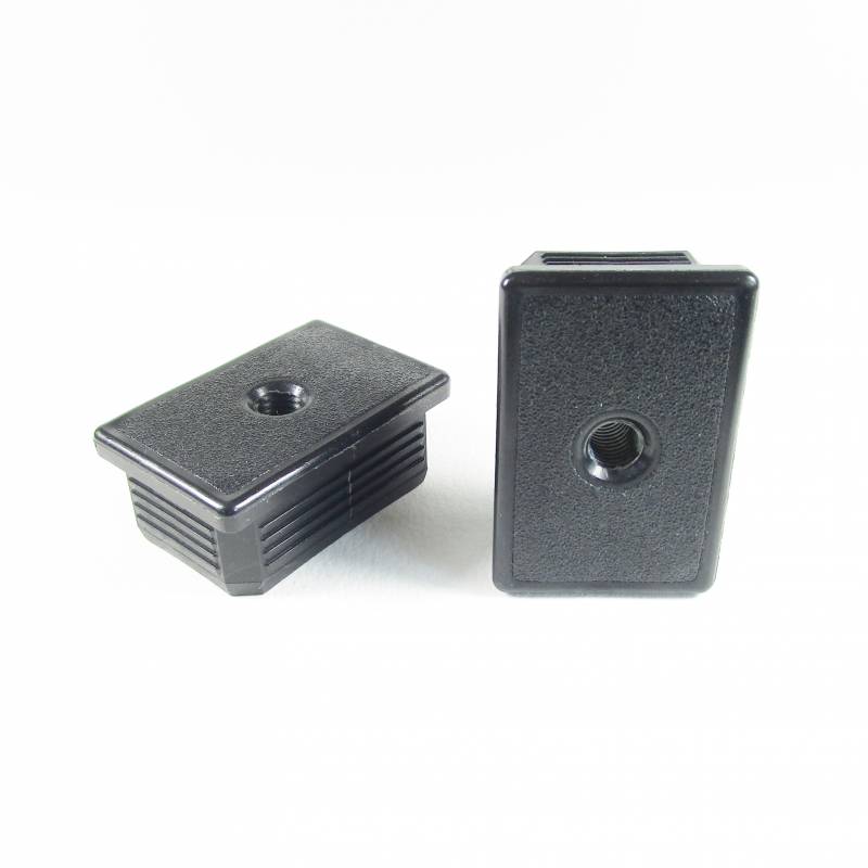 M10 Fussstopfen mit Gewindeloch für Rechteckrohr 60 x 40 mm Aussenmass SCHWARZ