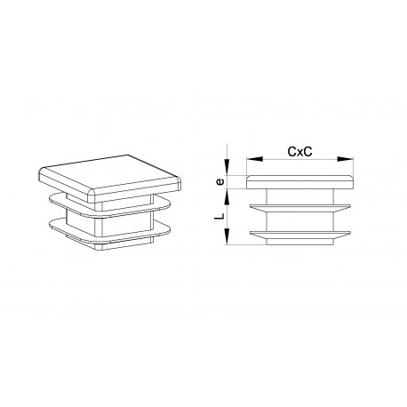 Embout carré à ailettes 45 x 45 mm Plastique NOIR - Ajile Embout carré à ailettes 45 x 45 mm Plastique NOIR - Ajile