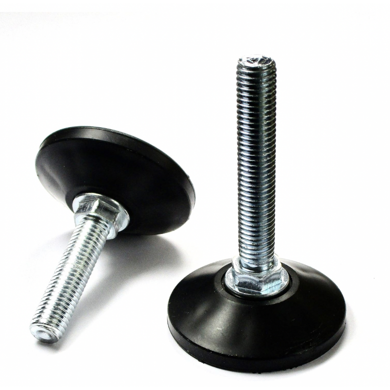 Piedino regolabile con vite M10 x 60 mm base 50 mm - Acciaio zincato con piede di plastica Piedino regolabile con vite M10 x 60 mm base 50 mm - Acciaio zincato con piede di plastica
