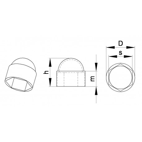M8: 13 mm Schlüssel, runde Schutzkappen mit Innensechskant für Muttern und Schraubenköpfe - RAL8002 - Ajile M8: 13 mm Schlüssel, runde Schutzkappen mit Innensechskant für Muttern und Schraubenköpfe - RAL8002 - Ajile