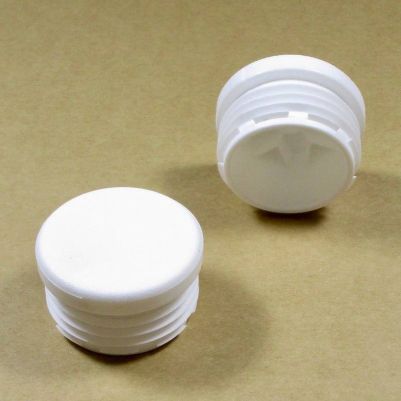 Round Plastic Ribbed Insert/Plug for 45 mm OUTER Diameter Tubes WHITE - Ajile