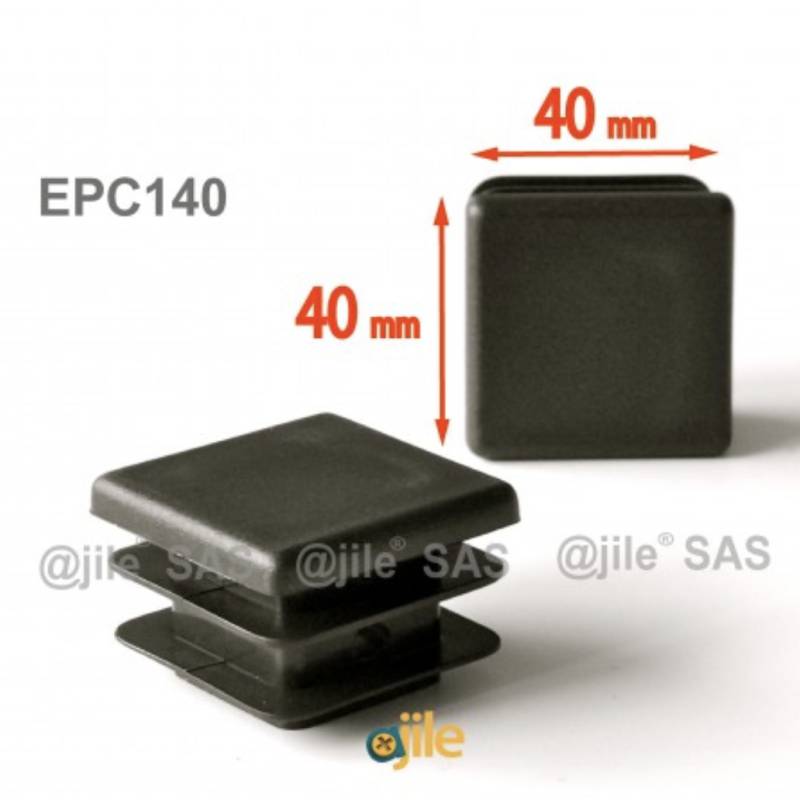 Embout carré à ailettes 40 x 40 mm Plastique NOIR coté