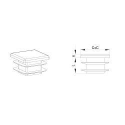 Inserto 40 x 40 mm a lamelle quadrato per tubo 40 x 40 mm dim. esteriore - NERO