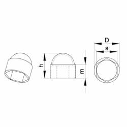 copy of M8: 13 mm Schlüssel, runde Schutzkappen mit Innensechskant für Muttern und Schraubenköpfe - SCHWARZ