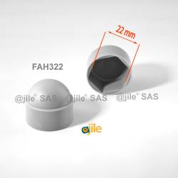 Cache écrou gris clé de 22 mm