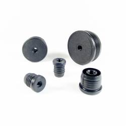 Round M10 threaded ribbed insert for 20 mm OUTER diam. round tube - BLACK
