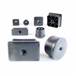 Round M10 threaded ribbed insert for 20 mm OUTER diam. round tube - BLACK