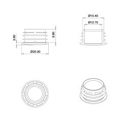Bouchon Cache Capuchon Plastique NOIR pour Obturation d’un Diamètre 15 - 18 mm, Tête Couvrante de Diamètre 20 mm