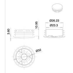 Tappo copriforo di plastica NERO per tappare un foro di diametro 27 - 30 mm con diametro della copertura della testa 32 mm