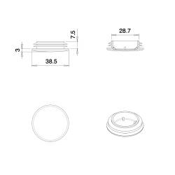 Tappo copriforo di plastica NERO per tappare un foro di diametro 30 - 33 mm con diametro della copertura della testa 35 mm