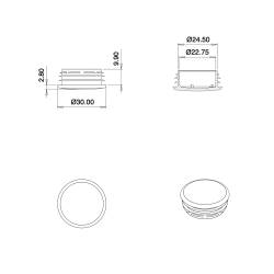 Abdeckkappen aus Kunststoff WEISS zum Stopfen von 25 - 28 mm Durchmessern, mit einem 30 mm Kopfdurchmesser