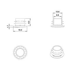 Bouchon Cache Capuchon Plastique GRIS pour Obturation d’un Diamètre 11,5 - 14 mm, Tête Couvrante de Diamètre 16 mm