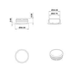 Plastic sealing hole plug GREY for sealing 25 - 28 mm diameter hole, with a 30 mm diameter head