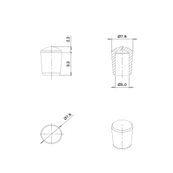 Thermoplastic Rubber Bush Ferrule BLACK for 5 mm Diameter Tube - finishing caps - screw-nut cap - ajile